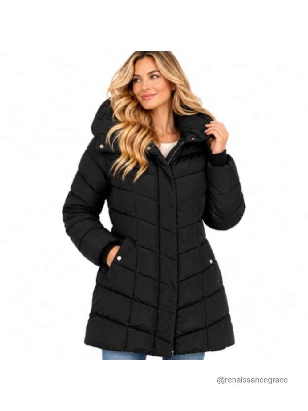 Steve Madden Womens Midweight Insulated Long Parka Hooded Winter Coat